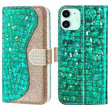 Croco Bling Series iPhone 13 Mini Wallet Case - Green