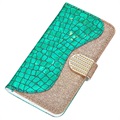 Croco Bling Series iPhone 13 Mini Wallet Case - Green