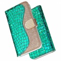 Croco Bling Series iPhone 13 Mini Wallet Case - Green