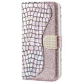 Croco Bling Series iPhone 13 Mini Wallet Case - Rose Gold