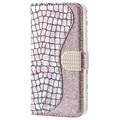 Croco Bling Series iPhone 13 Pro Wallet Case - Rose Gold