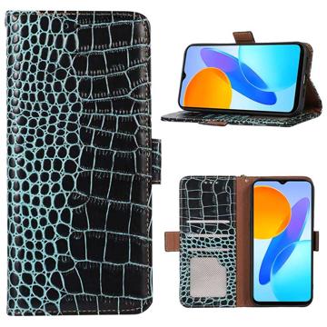 Crocodile Series Honor X8 Wallet Leather Case with RFID - Green