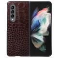 Crocodile Series Samsung Galaxy Z Fold4 5G Hybrid Case - Brown