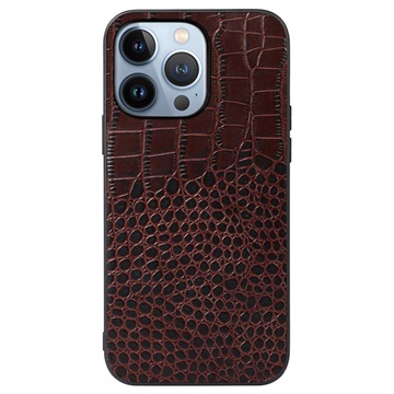 Crocodile Series iPhone 14 Pro Max Hybrid Case - Brown