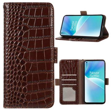 Crocodile Series OnePlus Nord 2T Wallet Leather Case with RFID - Brown