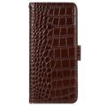 Crocodile Series OnePlus Nord 2T Wallet Leather Case with RFID - Brown