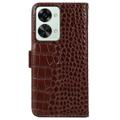 Crocodile Series OnePlus Nord 2T Wallet Leather Case with RFID - Brown