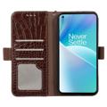 Crocodile Series OnePlus Nord 2T Wallet Leather Case with RFID - Brown