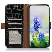 Xiaomi 17T Pro Crocodile Series Wallet Leather Case with RFID - Black