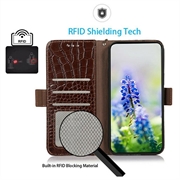 Xiaomi 17T Pro Crocodile Series Wallet Leather Case with RFID - Brown