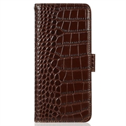 Xiaomi 17T Pro Crocodile Series Wallet Leather Case with RFID - Brown