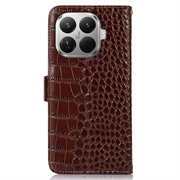 Xiaomi 17T Pro Crocodile Series Wallet Leather Case with RFID - Brown