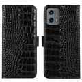 Motorola Moto G (2023) Crocodile Series Wallet Leather Case with RFID - Black