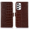Crocodile Series Samsung Galaxy A33 5G Wallet Leather Case with RFID - Brown