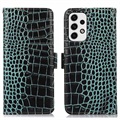 Crocodile Series Samsung Galaxy A33 5G Wallet Leather Case with RFID - Green