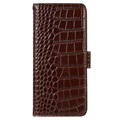 Crocodile Series Samsung Galaxy A53 5G Wallet Leather Case with RFID - Brown