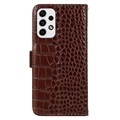 Crocodile Series Samsung Galaxy A53 5G Wallet Leather Case with RFID - Brown