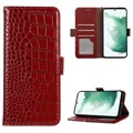 Crocodile Series Samsung Galaxy A53 5G Wallet Leather Case with RFID - Red