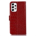 Crocodile Series Samsung Galaxy A53 5G Wallet Leather Case with RFID - Red