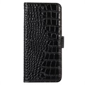 Crocodile Series Samsung Galaxy M33 Wallet Leather Case with RFID - Black