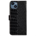 Crocodile Series iPhone 14 Wallet Leather Case with RFID - Black