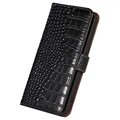 Crocodile Series iPhone 14 Wallet Leather Case with RFID - Black