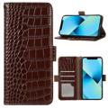 Crocodile Series iPhone 14 Wallet Leather Case with RFID - Brown
