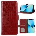 Crocodile Series iPhone 14 Wallet Leather Case with RFID - Red