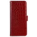 Crocodile Series iPhone 14 Wallet Leather Case with RFID - Red