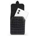 Crocodile Texture Waist Bag for Foldable Phones - Rotating Belt Clip - Black