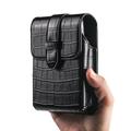 Crocodile Texture Waist Bag for Foldable Phones - Rotating Belt Clip - Black