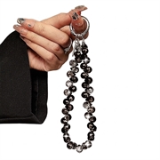 Crystal Beaded Wrist Lanyard / Phone Strap - 14cm - Black