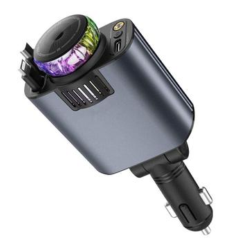 D1 5-in-1 45W Car Charger with Star-Light Projector, Aromatherapy Diffuser & Retractable USB-C / Lightning Cables
