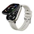 D12 2-in-1 Smartwatch with Clip-On Wireless Earphones - Silicone Strap - Silver