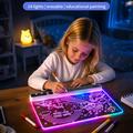 D17 LED Light-Up Drawing Board - 350x245mm - 14 Light Modes - Pink
