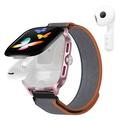 D20 Smartwatch with Wireless Earphones, AI Translation - Nylon Strap - Rose Gold