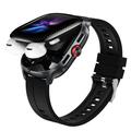 D20 Smartwatch with Wireless Earphones, AI Translation - Silicone Strap - Black