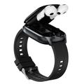 D20 Smartwatch with Wireless Earphones, AI Translation - Silicone Strap - Black