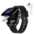 D20 Smartwatch with Wireless Earphones, AI Translation - Silicone Strap - Black