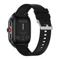 D20 Smartwatch with Wireless Earphones, AI Translation - Silicone Strap - Black