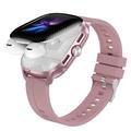 D20 Smartwatch with Wireless Earphones, AI Translation - Silicone Strap - Rose Gold