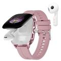 D20 Smartwatch with Wireless Earphones, AI Translation - Silicone Strap - Rose Gold