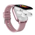 D20 Smartwatch with Wireless Earphones, AI Translation - Silicone Strap - Rose Gold