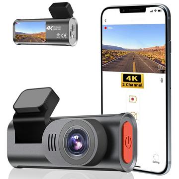 D28 4K Dual-Channel Dash Cam with WiFi, ADAS, BSD Alerts - Black