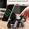 D6 3-in-1 Robot Dog Magnetic Wireless Charger for iPhone, Apple Watch, AirPods - Black