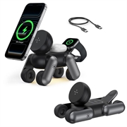 D6 3-in-1 Robot Dog Magnetic Wireless Charger for iPhone, Apple Watch, AirPods