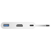Deltaco 3-in-1 USB-C to HDMI/USB-C/USB-A Docking Station / Video Adapter - White