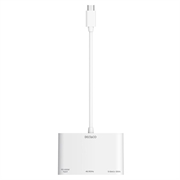 Deltaco 3-in-1 USB-C to HDMI/USB-C/USB-A Docking Station / Video Adapter - White