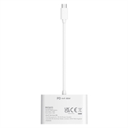 Deltaco 3-in-1 USB-C to HDMI/USB-C/USB-A Docking Station / Video Adapter - White