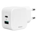 Deltaco Dual USB Wall Charger - 18W USB-A & 20W USB-C - White